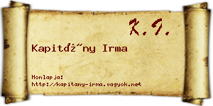 Kapitány Irma névjegykártya